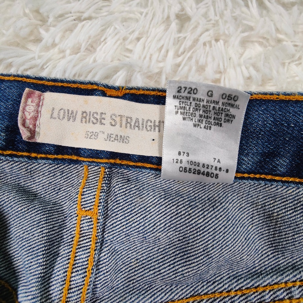 Vintage Y2K Levis 529 Low Rise Straight Leg Jeans Denim Medium Wash Faded HEMMED - Picture 7 of 11
